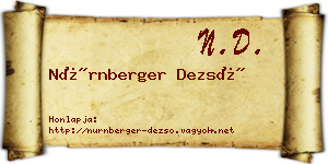 Nürnberger Dezső névjegykártya